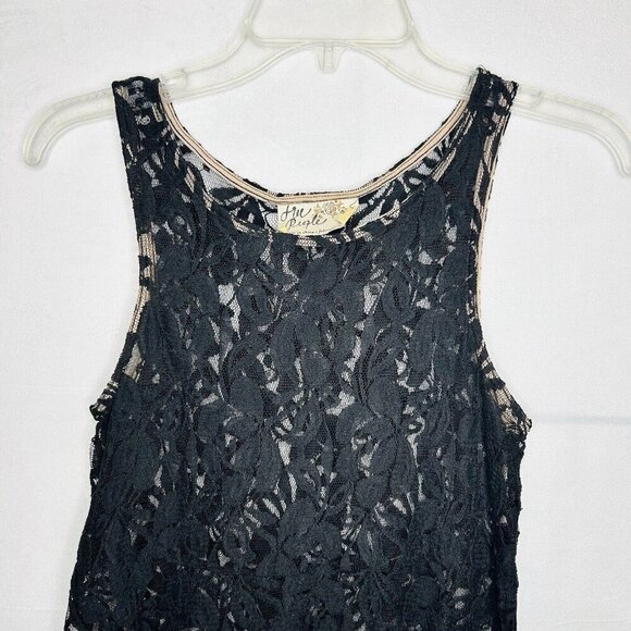 Free People Black Sleeveless Lace Overlay A-Line Slip Dress Womens Size XS - Picture 2 of 7